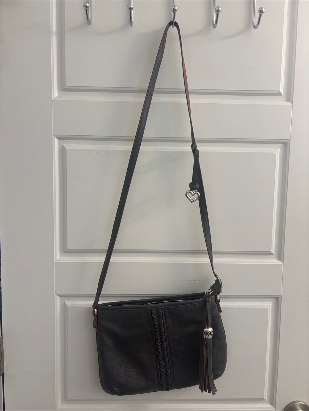 Brighton Leather Gray & Brown Crossbody Bag